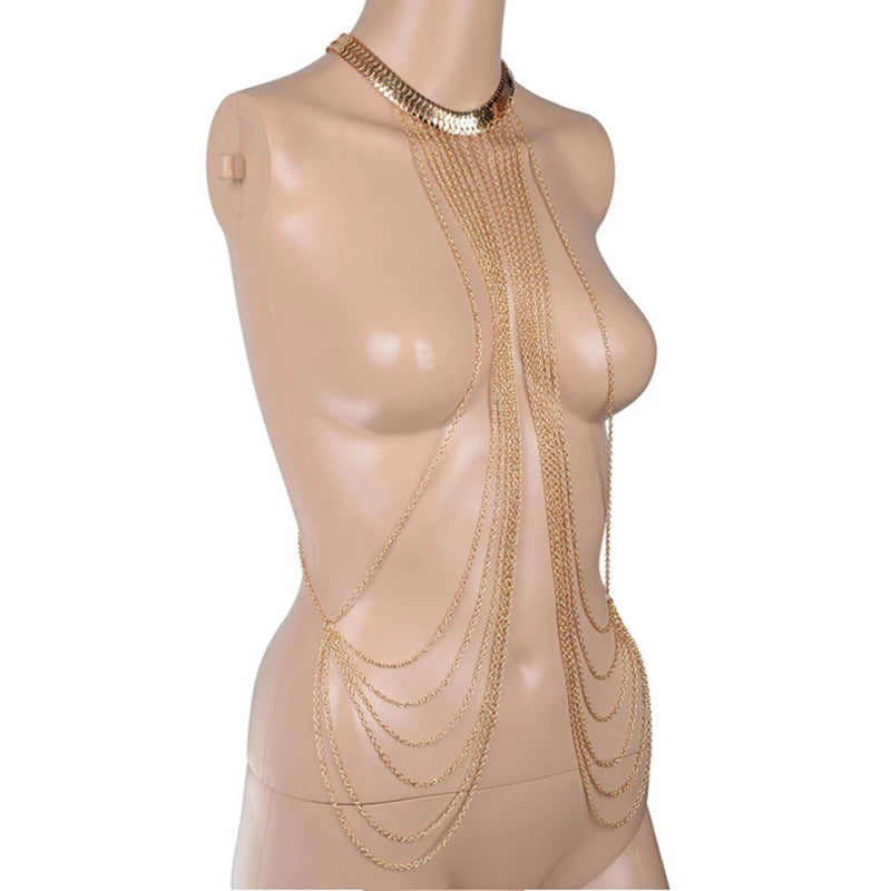 Golden Cascade Tassel Body Chain
