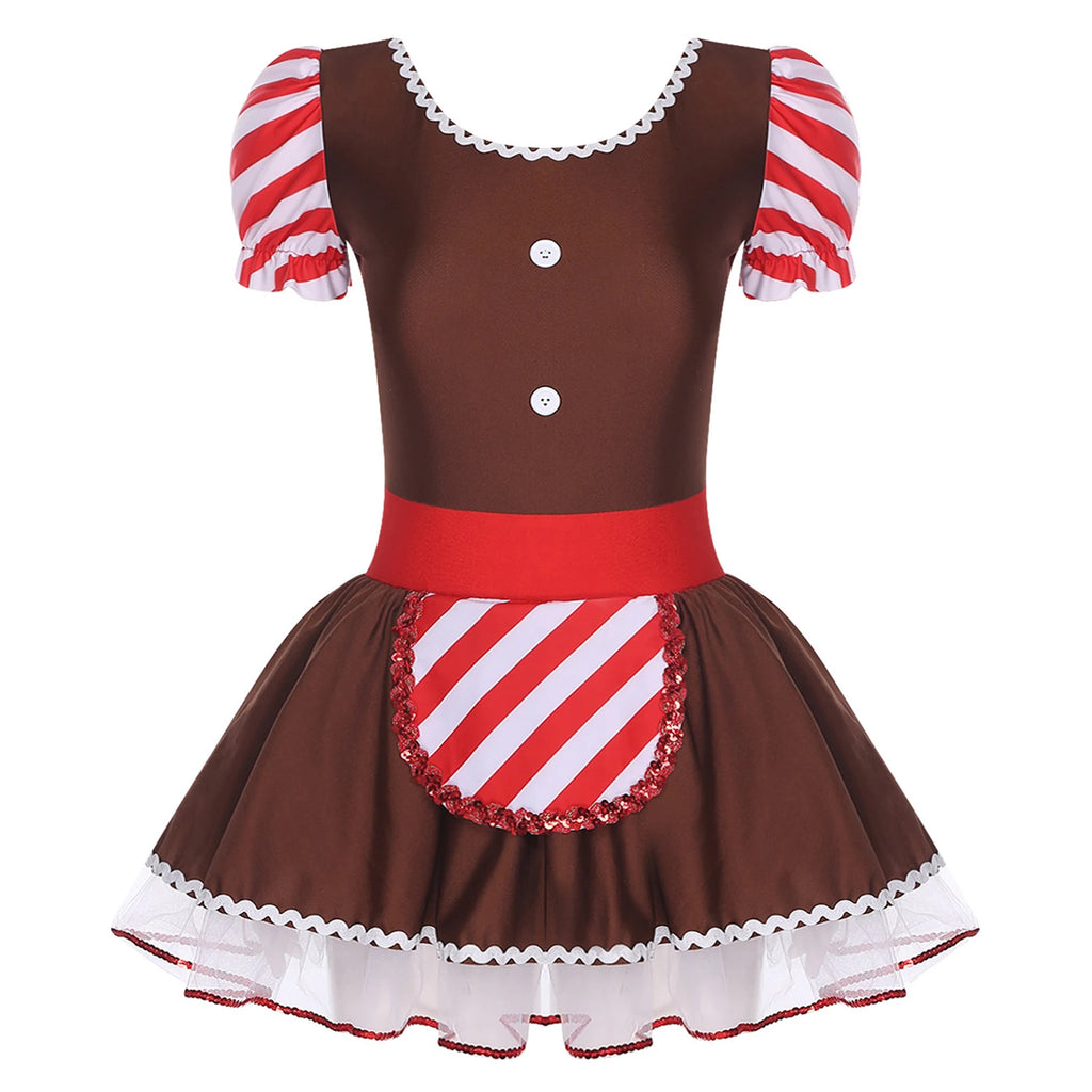 Gingerbread Costume Dress | Candy Cane Trim