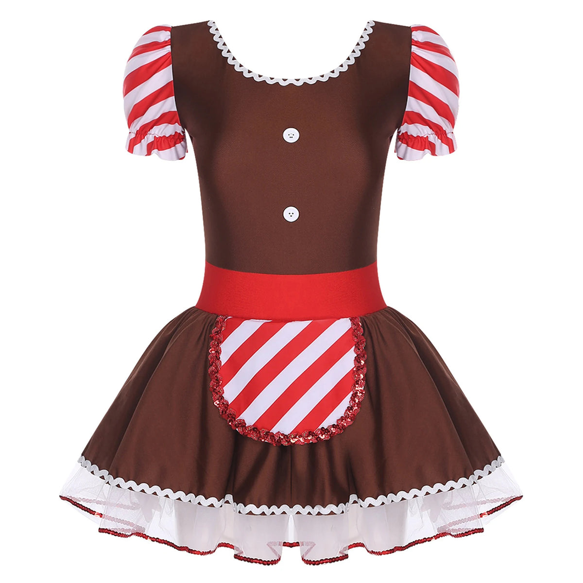 Gingerbread Costume Dress | Candy Cane Trim