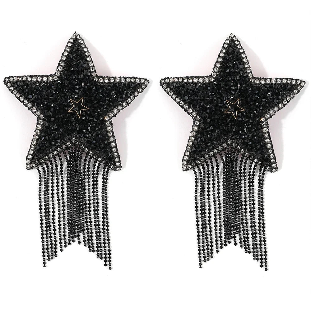 Rhinestone Star Pasties with Tassels | Reusable Nipple Covers