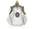 Retro Pearl & Sequin Beaded Clutch | Antique Gold Frame Bag