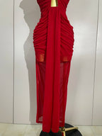 Hollow-Out Mesh Bodycon Maxi Dress | Stage & Performance