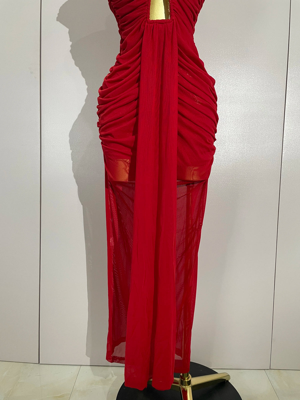 Hollow-Out Mesh Bodycon Maxi Dress | Stage & Performance