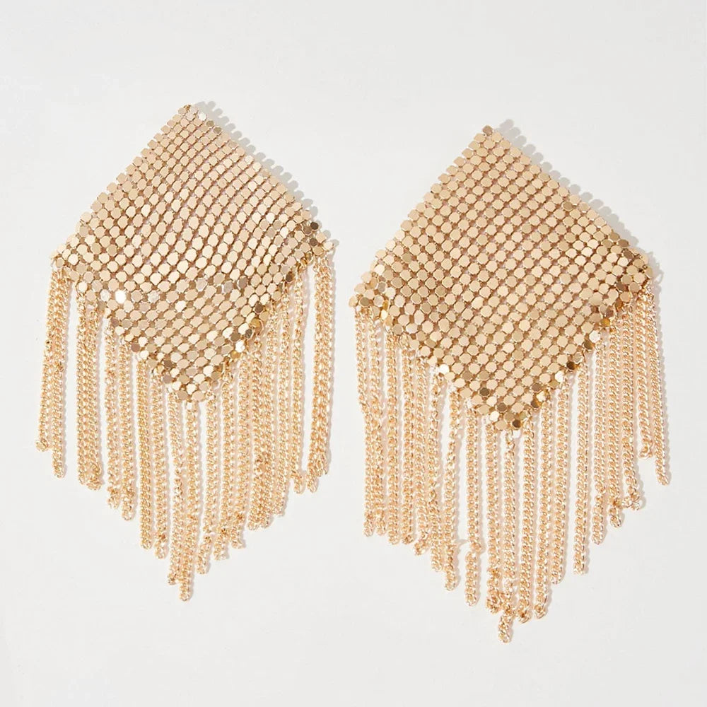 Diamond Mesh Nipple Pasties | Gold Tassel | Stage