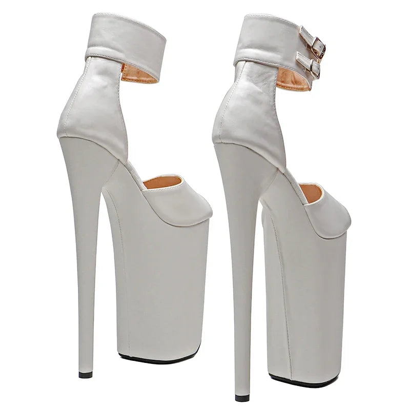 10-Inch Matte Platform Sandals - Peep Toe Exotic Dance Heels