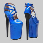 9-Inch Snakeskin Platform Heels - Fashion Pole Dance Sandals