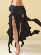 Belly Dance Skirt | Double-Slit Ruffles