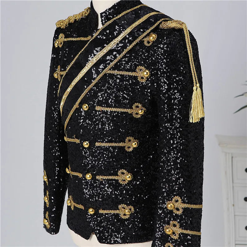 Men's Stage Jacket | Military-Inspired Gold Trim