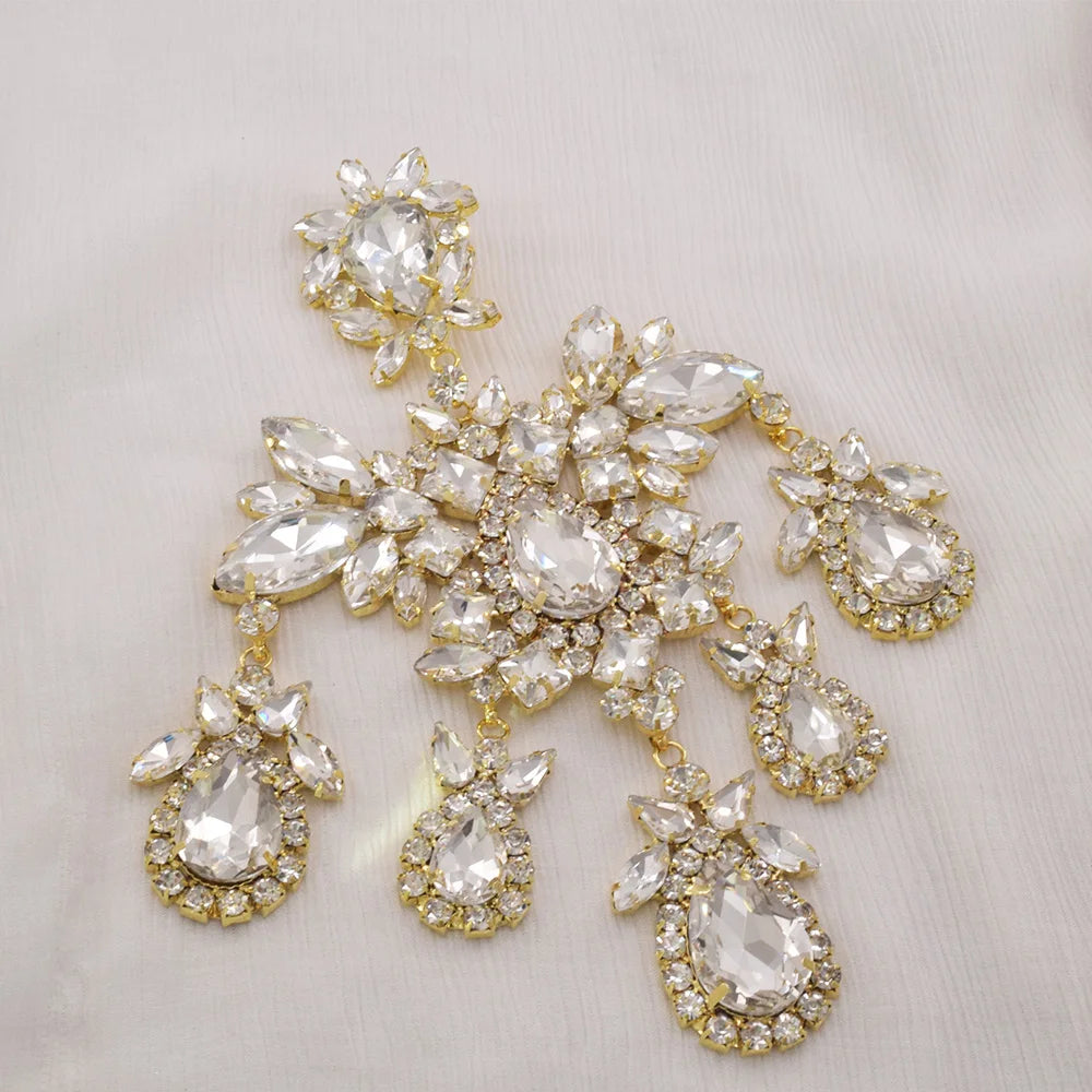 Oversized Rhinestone Dangle Earrings | 12×20.8cm