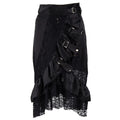Gothic Satin & Lace Ruffle Skirt | Buckle Detail | S-6XL