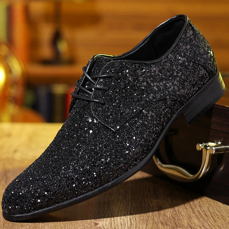 Men’s Glitter Oxfords | Pointed Toe