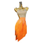 Rhinestone Latin Dance Competition Dress with Ornaments