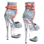 20CM Platform Glitter Sandals - Open Toe High Heel Pole Dance Shoes