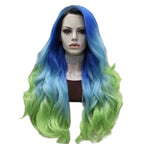 Blue to Green Ombre Lace Front Wig | 30 Inch | Natural Wavy