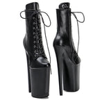 23cm Matte Platform Ankle Boots - Sexy Lace-Up Dance Boots