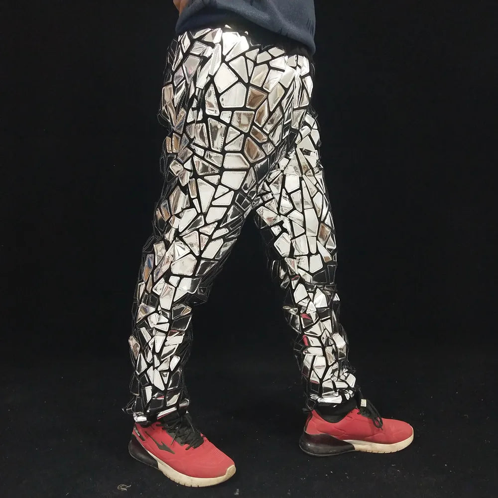 Men's Laser Mirror Jogger Pants | Reflective Metallic | Stage & Hip Hop | 5 Colors