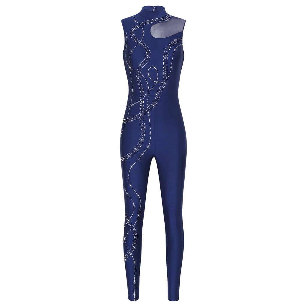 Rhinestone Unitard | Mesh Panels | Stage Ready