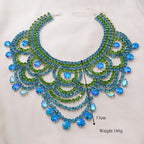 Aqua Rhinestone Bib Choker | Oversized Statement Necklace
