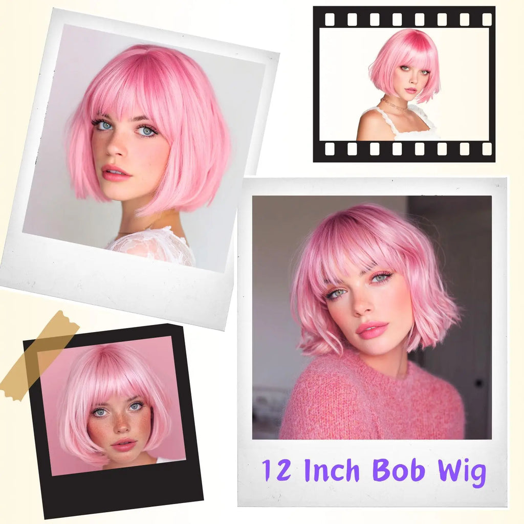 Straight Bob Wig | Full Bangs | 12 Inch