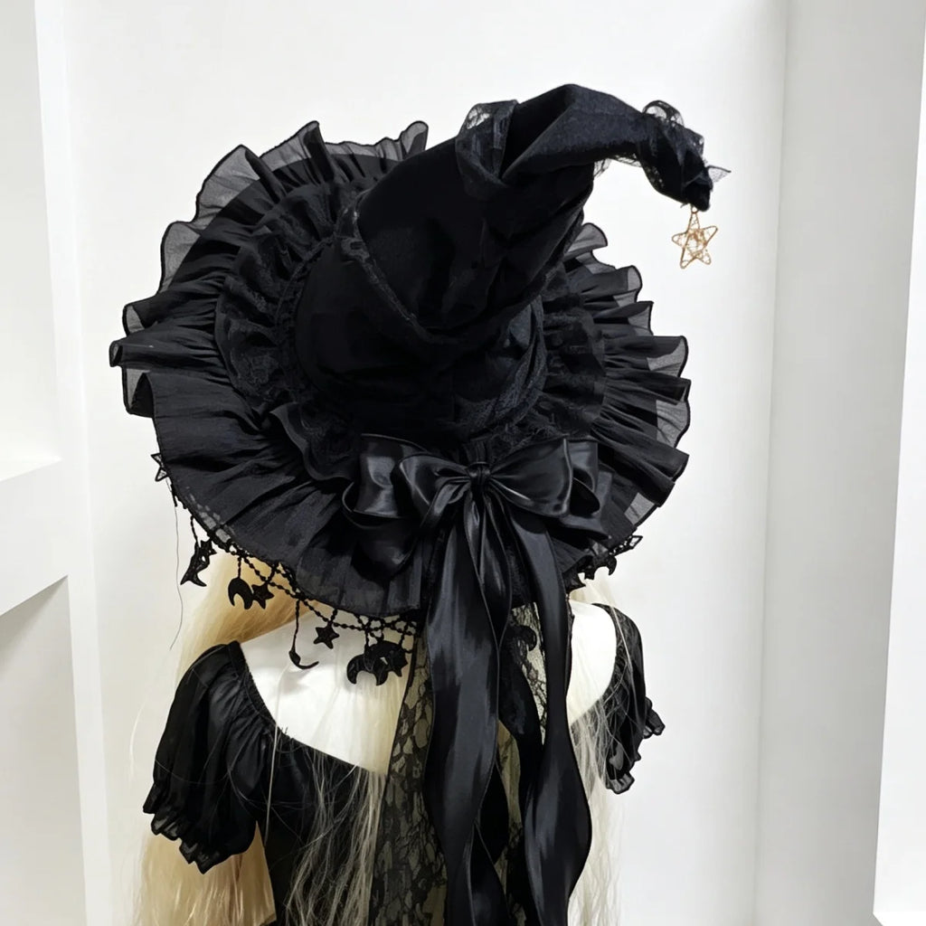 Gothic Witch Hat | Velvet, Lace & Satin Ribbon