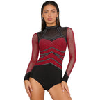 Prism Rhinestone Mesh-Sleeve Performance Leotard
