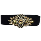 Crystal Flower Wide Elastic Belt | Stage & Dressy