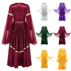 Liturgical Praise Dance Dress & Sequin Skirt Set | Bell Sleeve Overlay | Church Worship