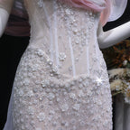 Sequined Off-Shoulder Gown | Cape | Sweep Train