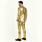 Men's Metallic 2-Piece Suit | Slim Fit Blazer & Pants | Stage & Party | Gold