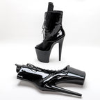 8-Inch Patent Ankle Boots - Open Toe Lace-Up Dance Boots
