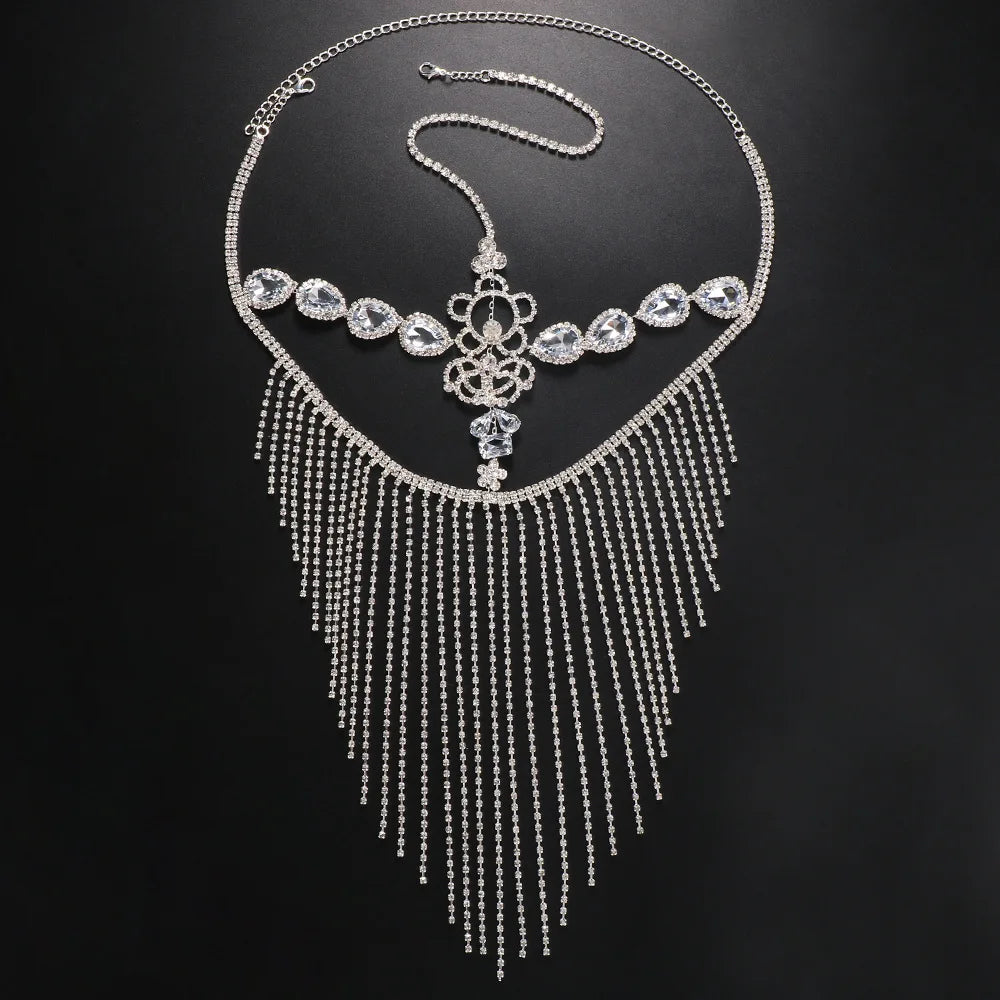 Dazzling Rhinestone Fringe Face Mask - Showgirl, Festival & Performance Accessory
