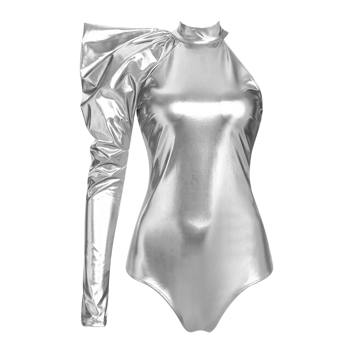 Metallic Bodysuit | Dramatic Puff Sleeve