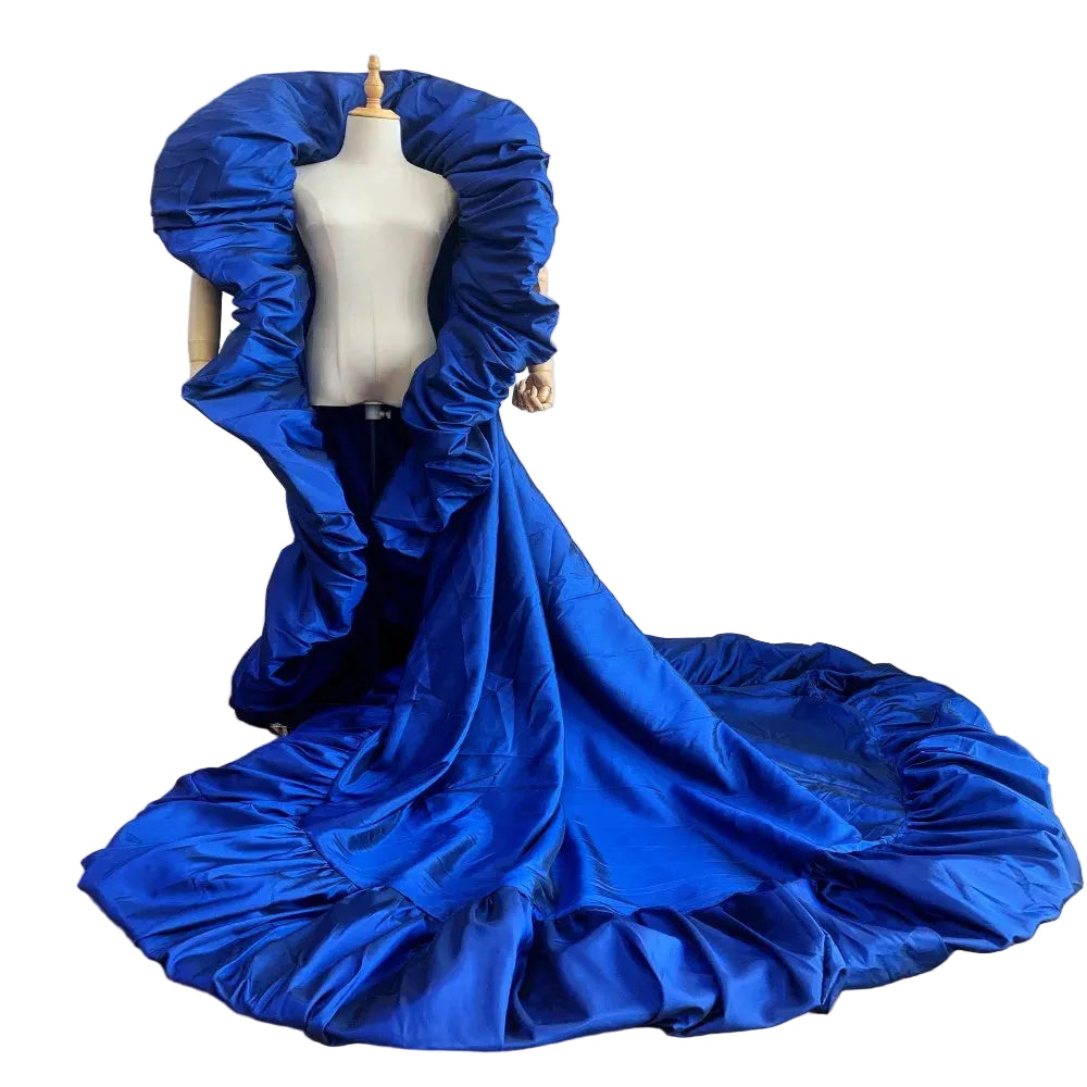 Ruffled Taffeta Cape | Drag Pageant Cloak | High Collar | 230cm