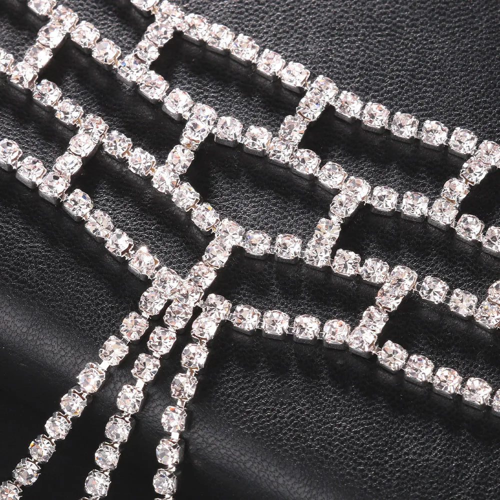 Dazzling Rhinestone Fringe Face Mask - Showgirl, Festival & Performance Accessory