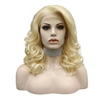 #613 Platinum Blonde Lace Front Wig | Natural Wavy Synthetic | 16 Inches