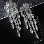 Long Rhinestone Tassel Earrings