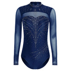 Rhinestone Leotard | Mock Turtleneck & Long Sleeve | Sheer Back