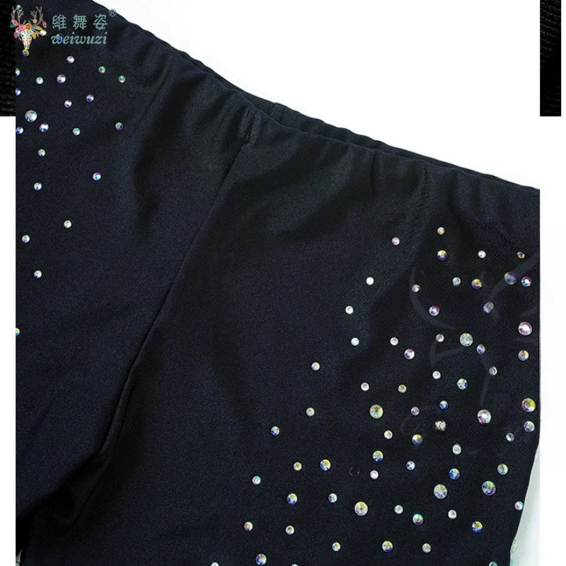 Rhinestone Drill Safety Shorts | Dance Under-Shorts | Skin & Black | M–L