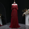 Beaded Cape Sleeve Pageant Gown | Detachable Overskirt | 4 Colors