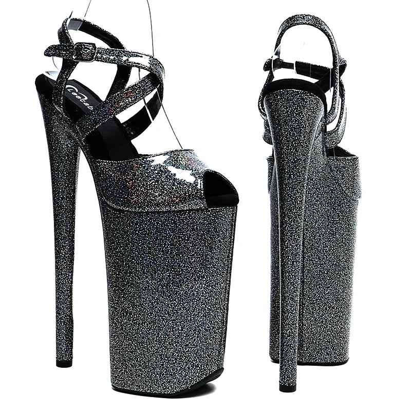 10-Inch Glitter Platform Heels - Ultra High Exotic Dance Sandals