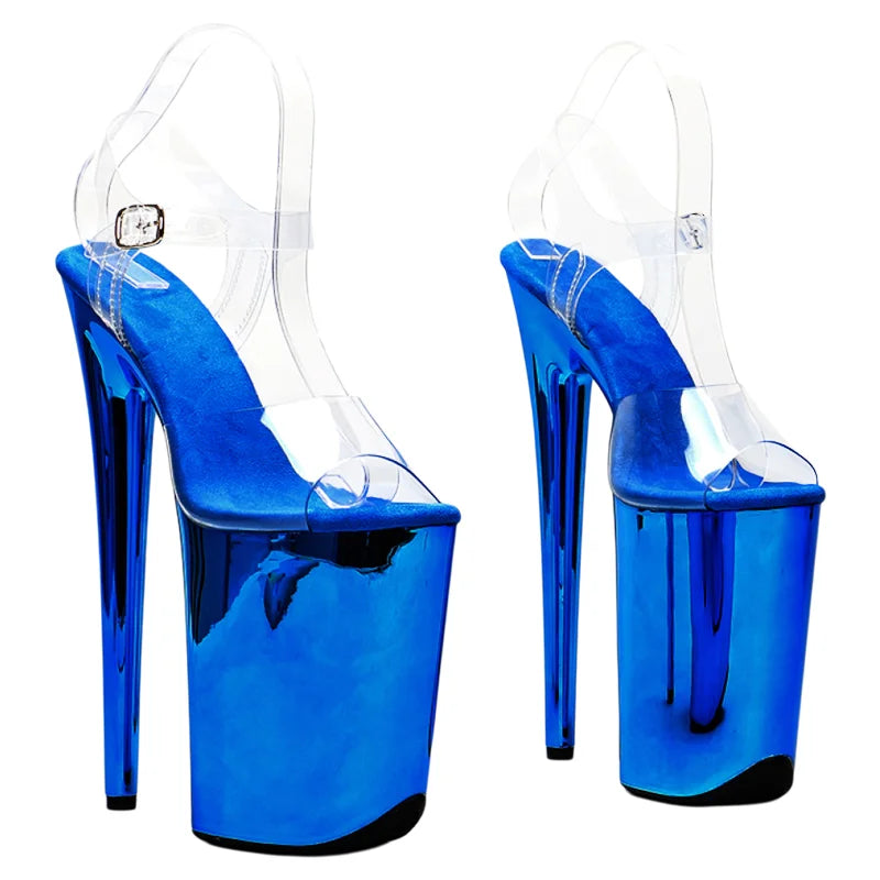 9-Inch Metallic Platform Sandals - Chrome Exotic Dance Heels