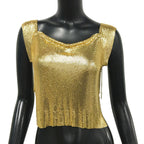 Sequin Backless Crop Top - Diamond Metal Party Tank