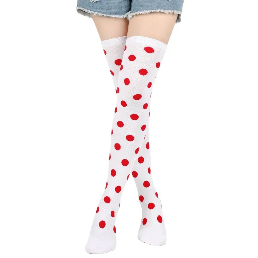 Striped & Polka Dot Thigh-High Stockings | Over-Knee | 27 Colors