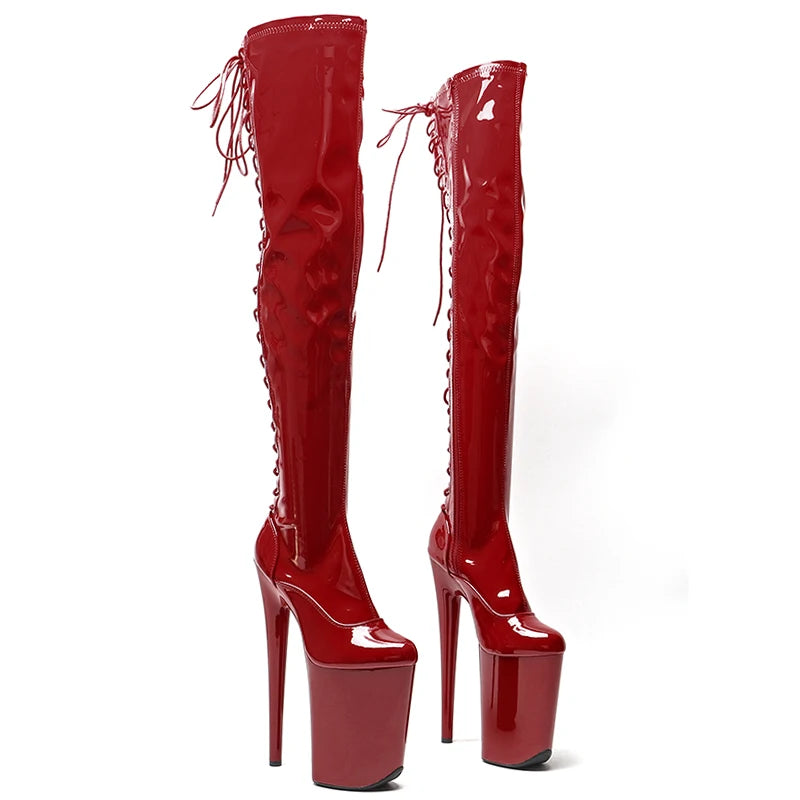 Patent Thigh-High Platform Pole Dance Boots – 9-Inch Heel