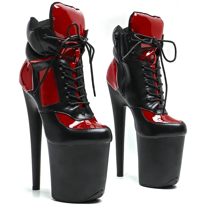 8-Inch Patent Ankle Boots - Lace-Up Dance Boots