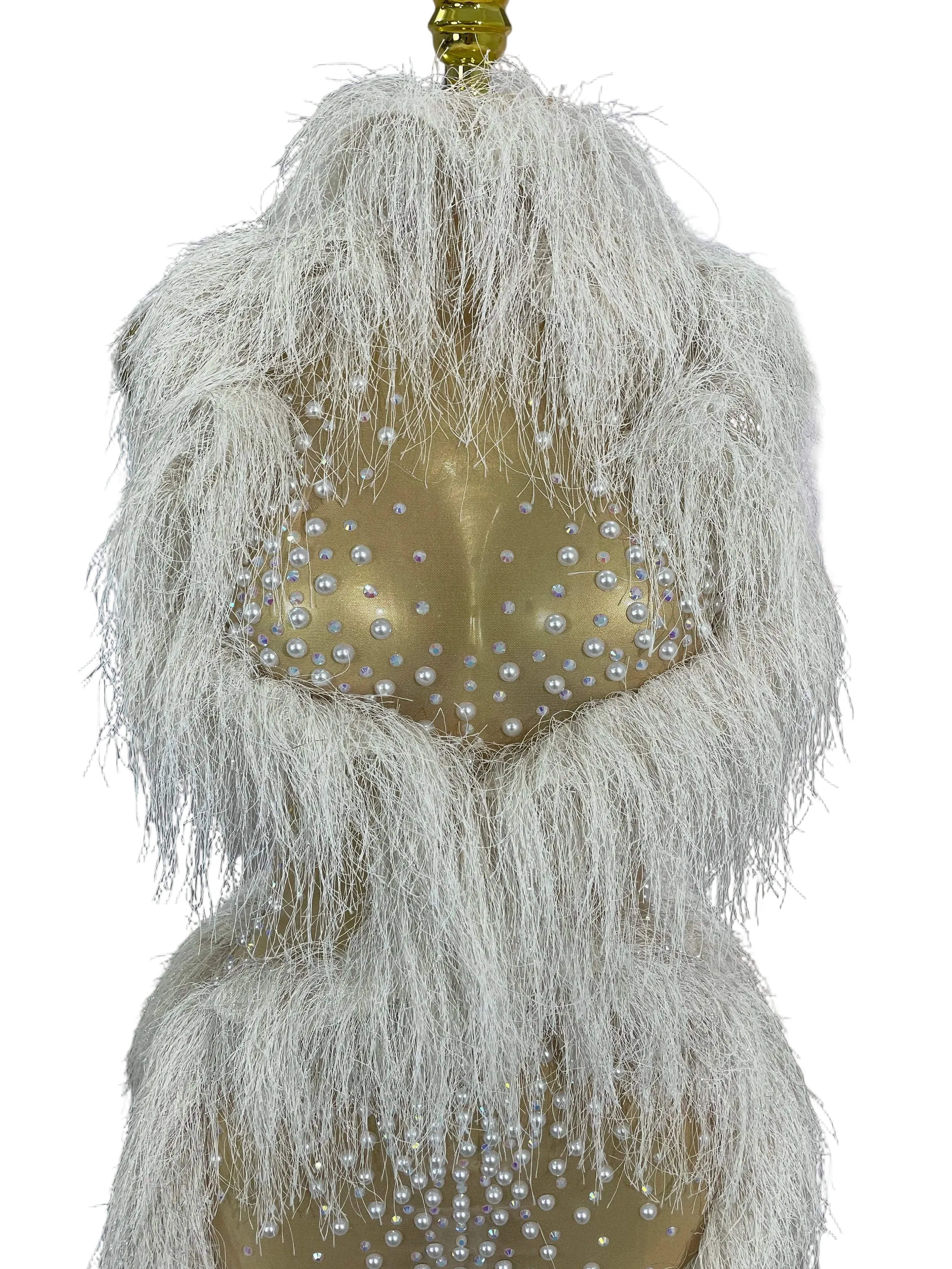 Pearl Tassel Mesh Gown | See-Through | Ankle-Length