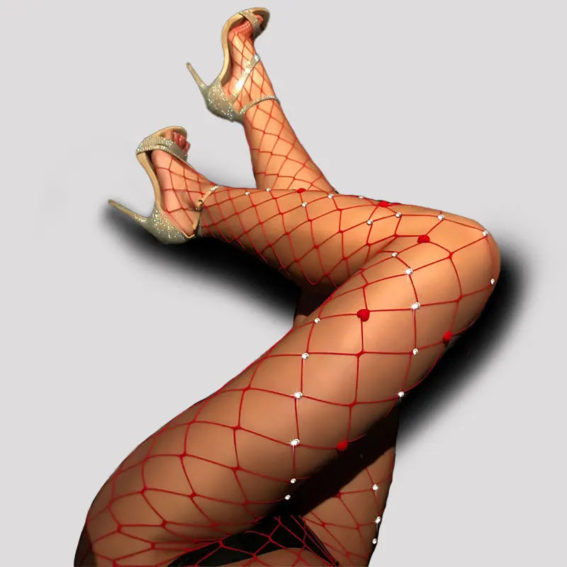 Rhinestone Diamond Fishnet Tights | Crystal Pantyhose | One Size
