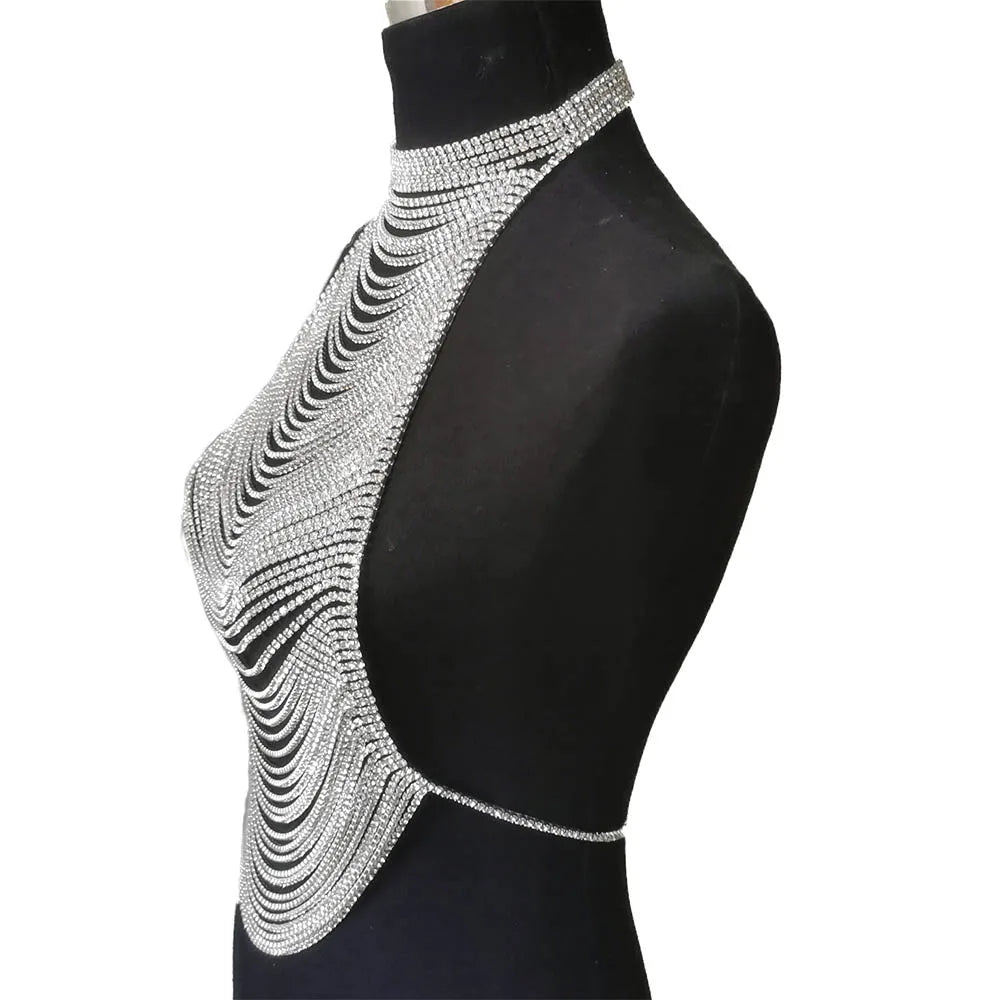 Rhinestone Body Chain | Layered Halter