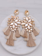 Glass Fringe Drop Earrings | Clip or Pin