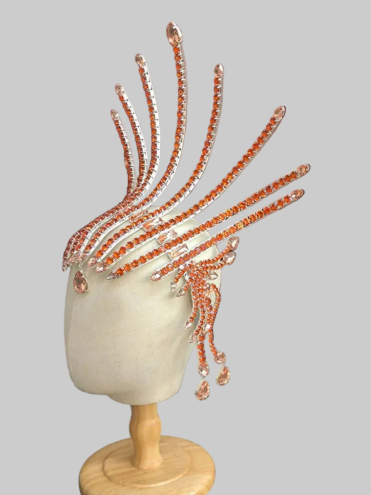 Oversized Rhinestone Headpiece Necklace - Statement Jewelry for Stage & Performance